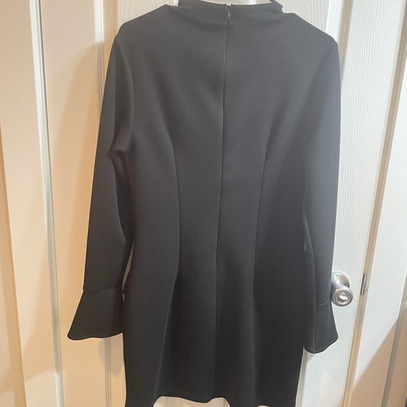 NWT Ofefan Black Long Sleeve Bodycon Dress | Bell Sleeves & Mock Neck - Picture 7 of 9